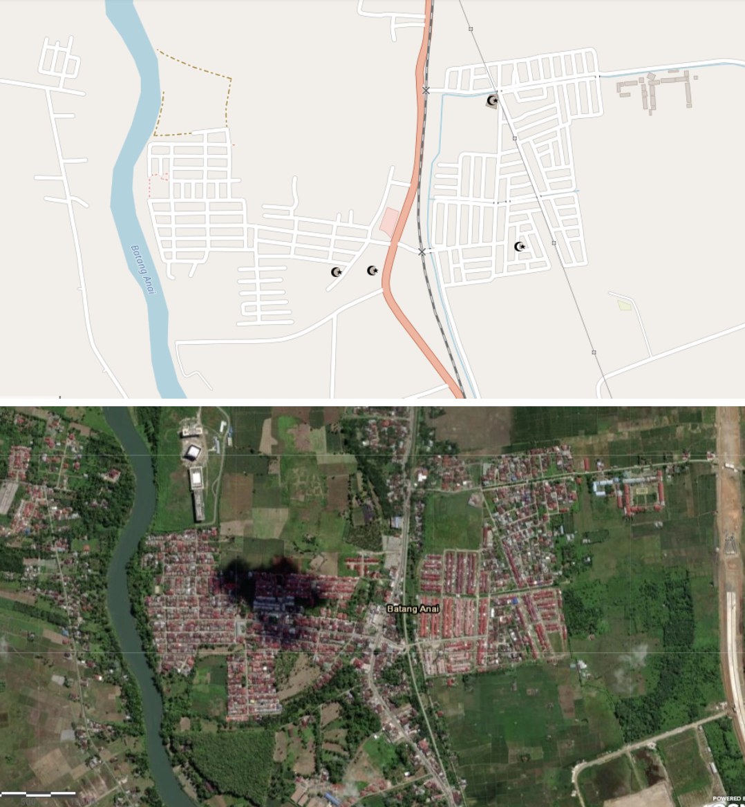 Area mapped by students on satellite imagery and in OpenStreetMap
